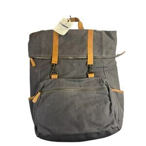 Hearth & Hand Magnolia Backpack Bag Travel Gray Weathered Waxed Canvas NEW NWT